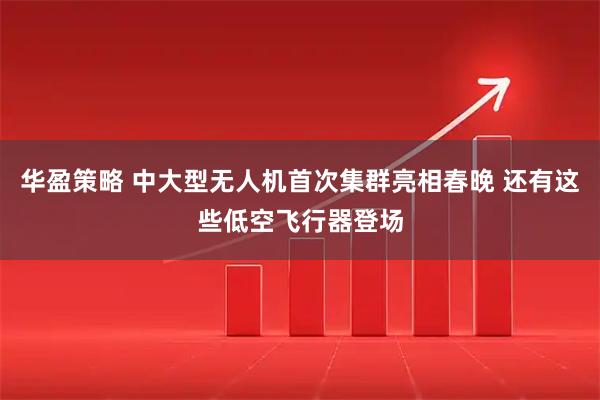 华盈策略 中大型无人机首次集群亮相春晚 还有这些低空飞行器登场